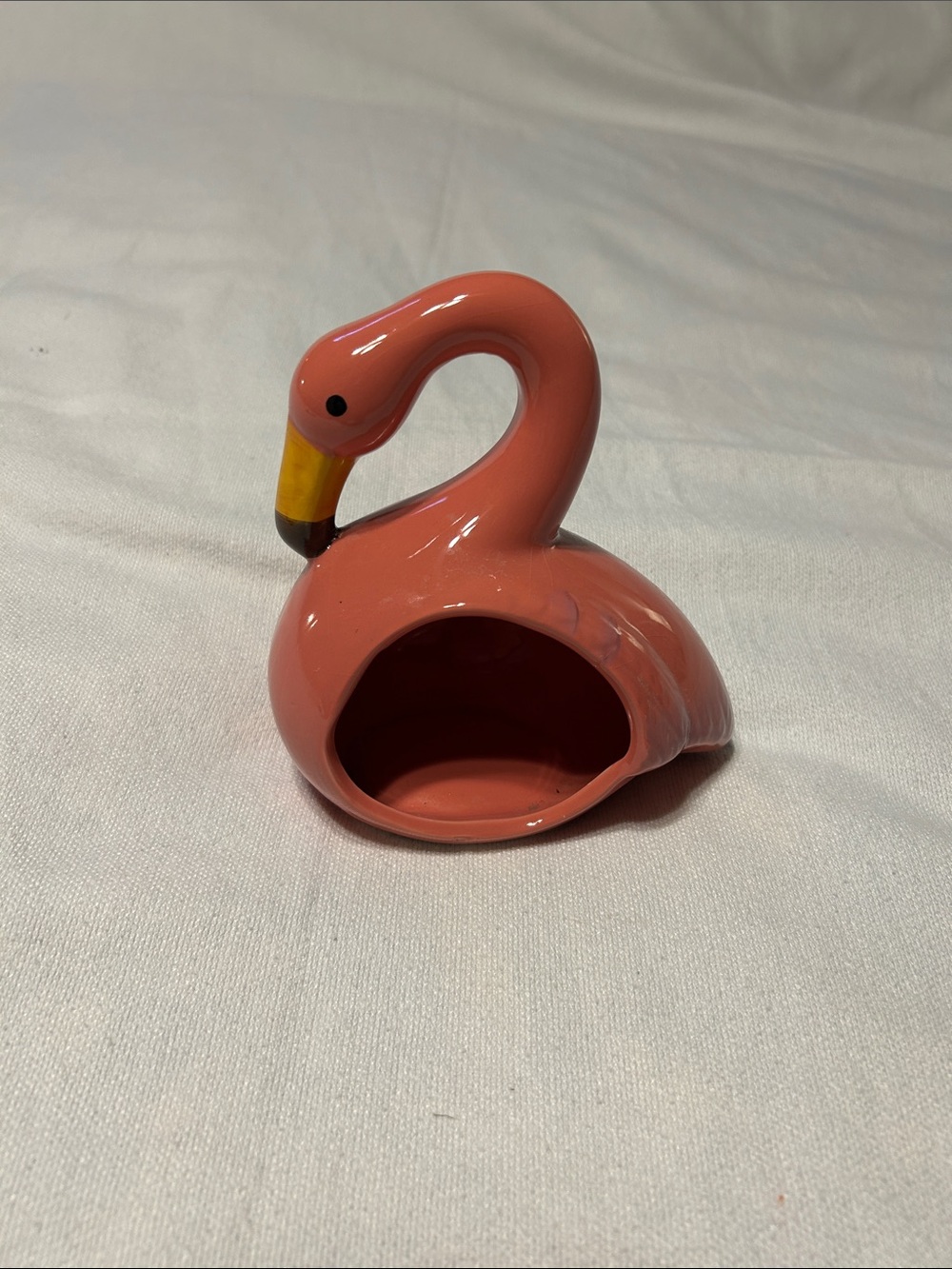 Coral Ceramic Flamingo Accent Vase